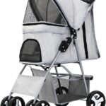 عربة حيوانات اليفة للكلاب والقطط قابلة للطي مع سلة تخزين كبيرة