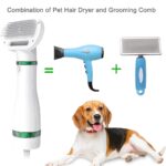 مجفف شعر الحيوانات الاليفة للكلاب والقطط 2 في 1 مع فرشاة سليكر، مع 3 اعدادات لدرجة الحرارة قابلة للتعديل