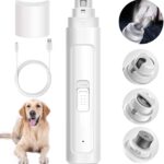 اداة تقليم اظافر الكلاب والقطط برد وتنعيم مخالب هادئة بدون الم قابلة لاعادة الشحن، ابيض