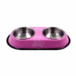 وعاء مزدوج للطعام والماء للقطط مصنوع من الفولاذ المقاوم للصدأ