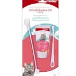 بيولاين مجموعة نظافة لاسنان القطط بنكهة الجبن - معجون اسنان