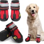 حذاء للكلاب مع اشرطة عاكسة للضوء , حماية مخالب الكلاب و مقاومة الماء للاماكن الخارجية , جيد التهوية ومضادة للانزلاق