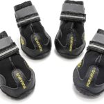 حذاء للكلاب مقاوم للماء للكلاب , 4 قطع مع اشرطة عاكسة قابلة للتعديل ونعل مضاد للانزلاق