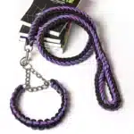 طوق خناق للكلاب مع لييش حبل مضفر شديدة التحمل لتدريب الكلاب