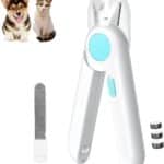 قصافة اظافر للقطط والكلاب مع ضوء LED لتجنب القطع المفرط + مبرد اظافر مخفي بشفرة حادة مع 3 بطاريات
