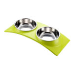 وعاء صحن مزدوج للطعام و الماء للكلاب و القطط صحن متين قابل للازالة