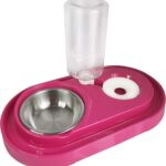 وعاء صحن مزدوج للكلاب والقطط المتوسطة والصغيرة مع وعاء فولاذي