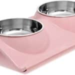 وعاء صحن مزدوج مرتفع للطعام و الماء للحيوانات الأليفة